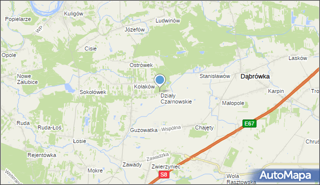 mapa Działy Czarnowskie, Działy Czarnowskie na mapie Targeo